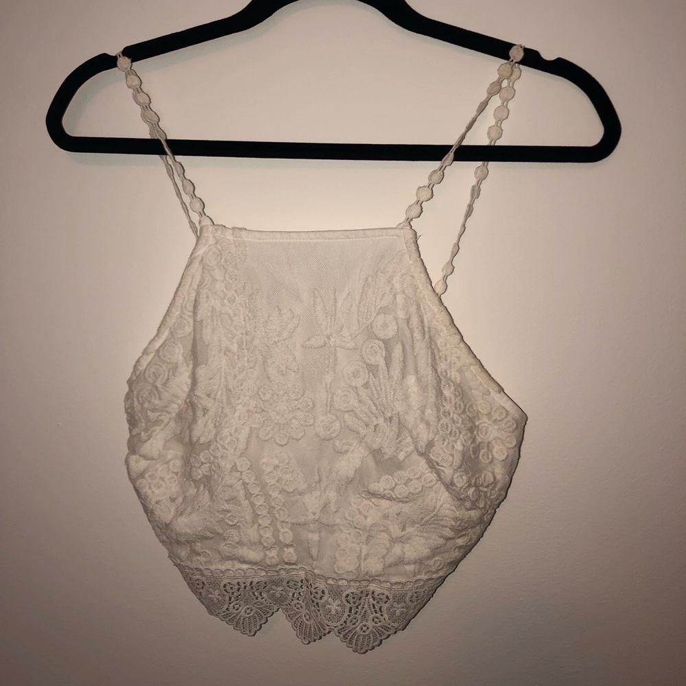 White lace crop top